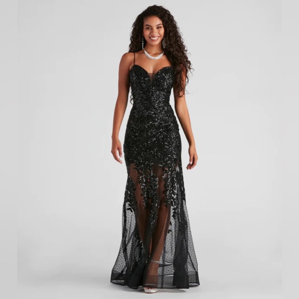 Livia Sequin Mesh Mermaid Dress